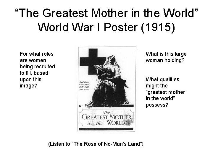 “The Greatest Mother in the World” World War I Poster (1915) For what roles