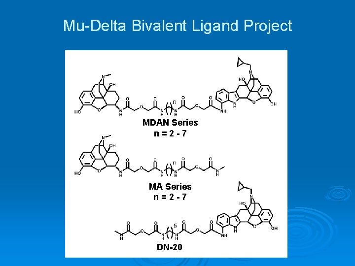 Mu-Delta Bivalent Ligand Project MDAN Series n=2 -7 MA Series n=2 -7 DN-20 
