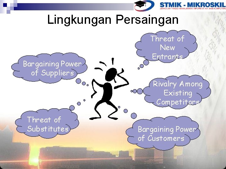 Lingkungan Persaingan Bargaining Power of Suppliers Threat of New Entrants Rivalry Among Existing Competitors