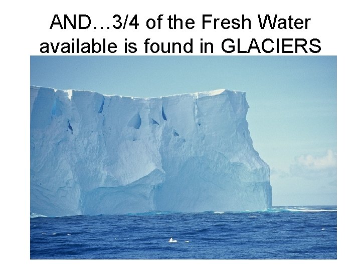 AND… 3/4 of the Fresh Water available is found in GLACIERS 