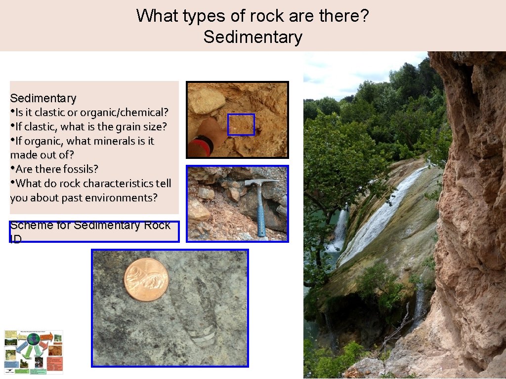 What types of rock are there? Sedimentary • Is it clastic or organic/chemical? •