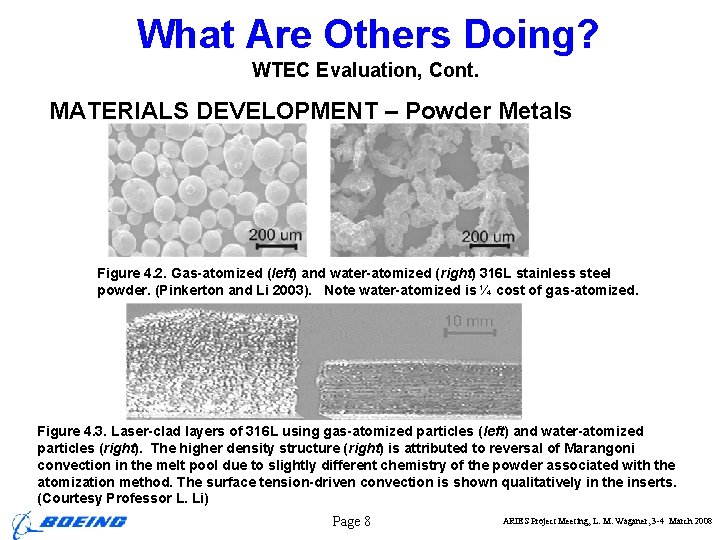 What Are Others Doing? WTEC Evaluation, Cont. MATERIALS DEVELOPMENT – Powder Metals Figure 4.