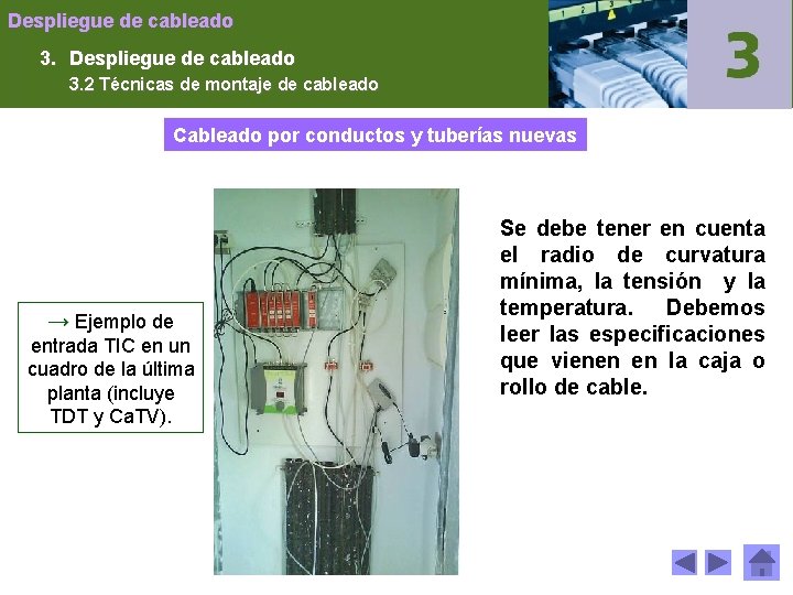 Despliegue de cableado 3. 2 Técnicas de montaje de cableado Cableado por conductos y
