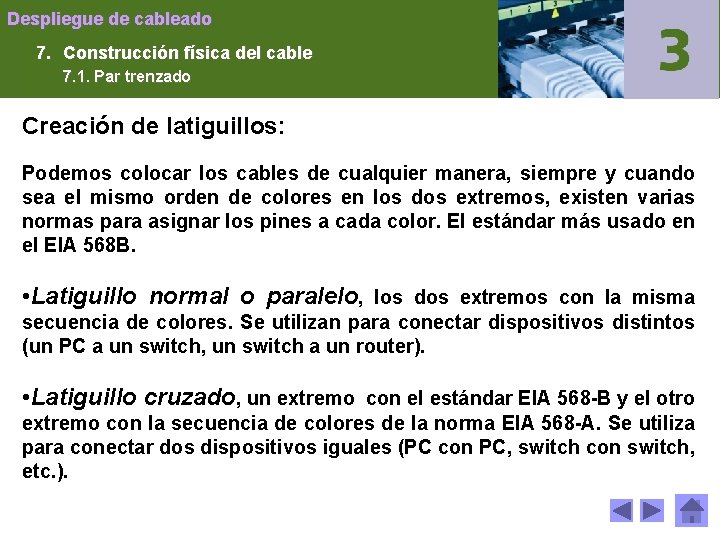 Despliegue de cableado 7. Construcción física del cable 7. 1. Par trenzado Creación de