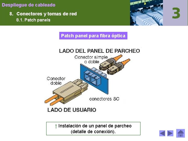 Despliegue de cableado 8. Conectores y tomas de red 8. 1. Patch panels Patch