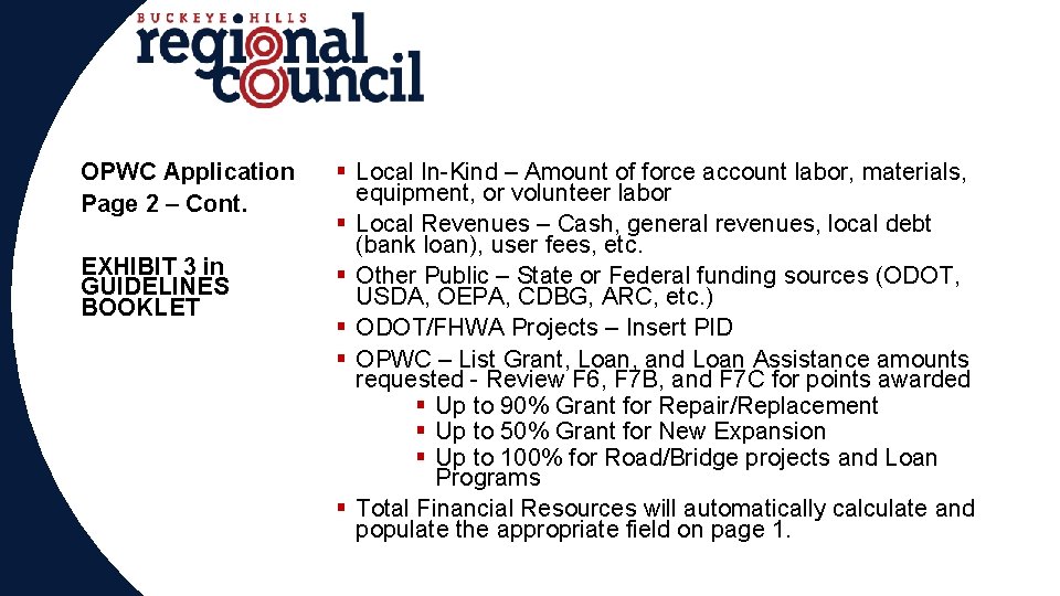 OPWC Application Page 2 – Cont. EXHIBIT 3 in GUIDELINES BOOKLET § Local In-Kind