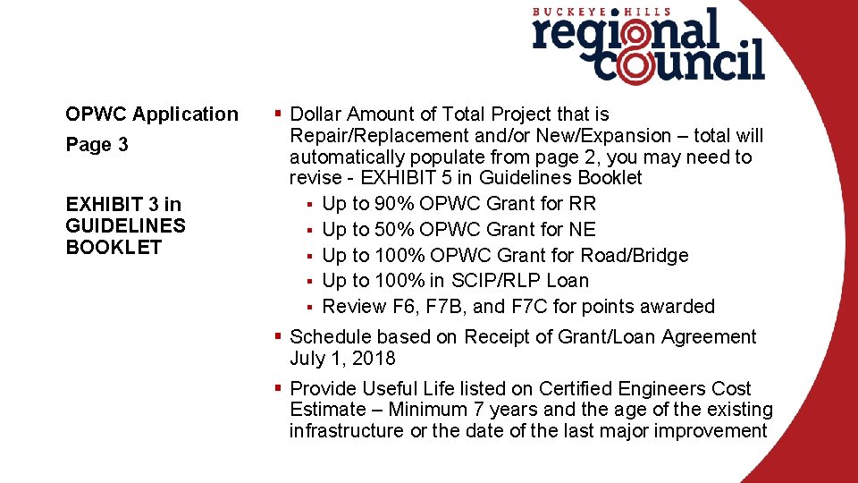 OPWC Application Page 3 EXHIBIT 3 in GUIDELINES BOOKLET § Dollar Amount of Total