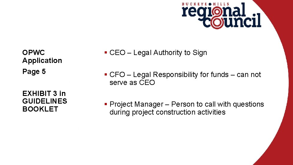 OPWC Application Page 5 EXHIBIT 3 in GUIDELINES BOOKLET § CEO – Legal Authority