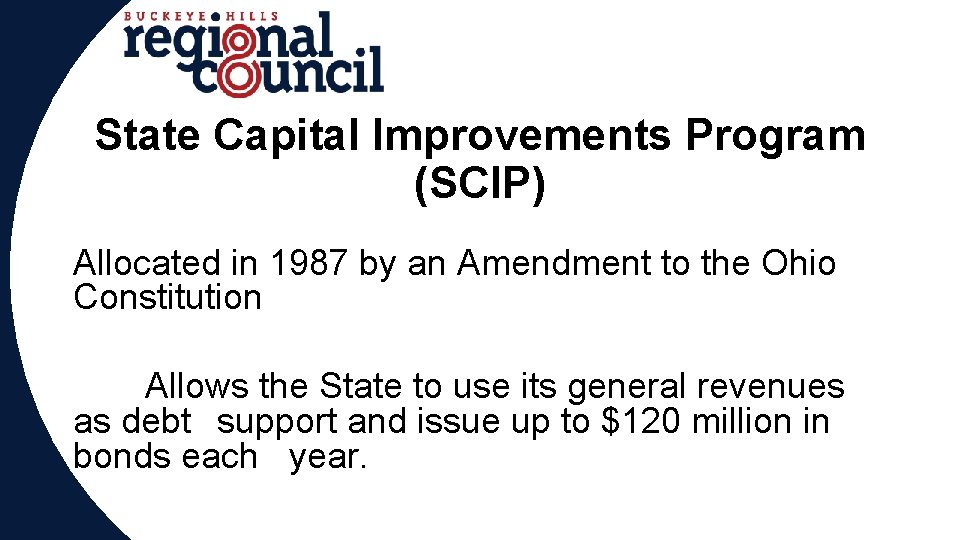 State Capital Improvements Program (SCIP) Allocated in 1987 Why by an Amendment to the