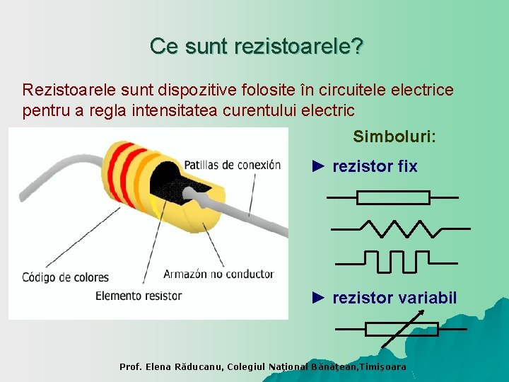 Ce sunt rezistoarele? Rezistoarele sunt dispozitive folosite în circuitele electrice pentru a regla intensitatea