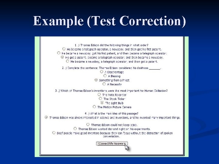 Example (Test Correction) 