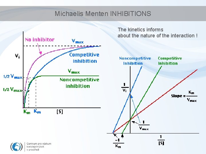 Michaelis Menten INHIBITIONS The kinetics informs about the nature of the interaction ! 