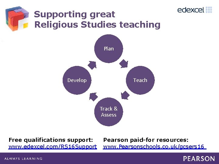 Supporting great Religious Studies teaching Plan Develop Teach Track & Assess Free qualifications support: