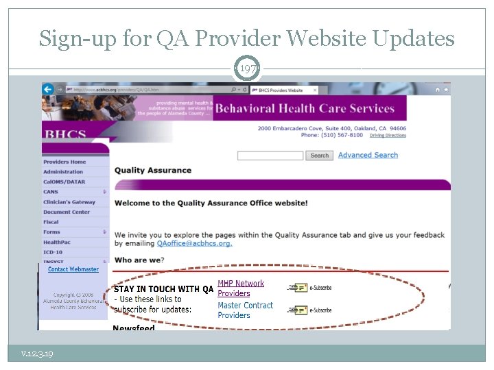 Sign-up for QA Provider Website Updates 197 v. 12. 3. 19 