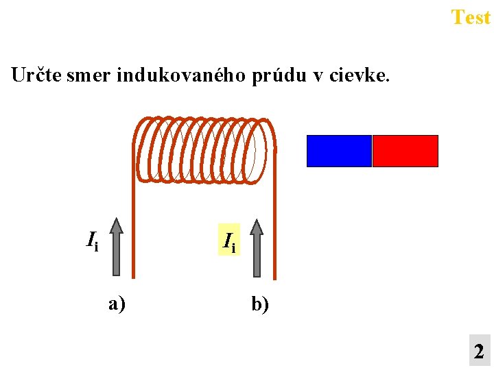 Test Určte smer indukovaného prúdu v cievke. Ii Ii a) b) 2 