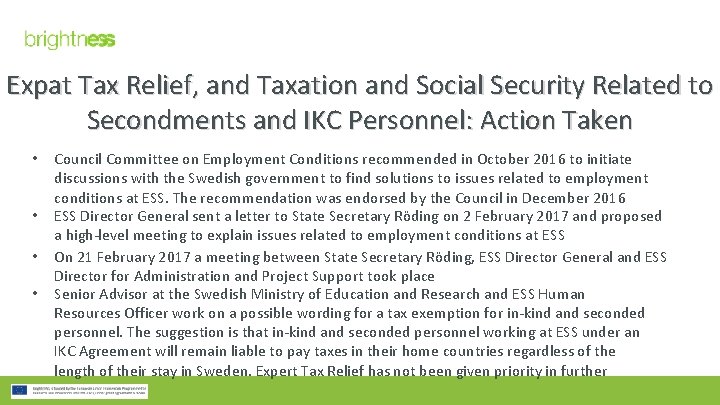 Expat Tax Relief, and Taxation and Social Security Related to Secondments and IKC Personnel: