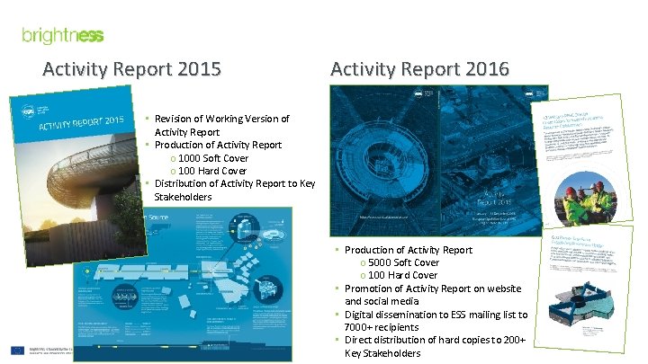 Activity Report 2015 Activity Report 2016 • Revision of Working Version of Activity Report