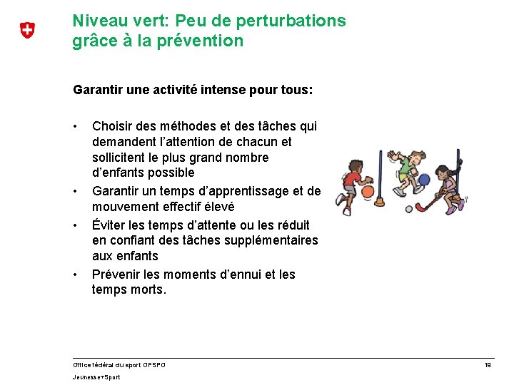 Niveau vert: Peu de perturbations grâce à la prévention Garantir une activité intense pour