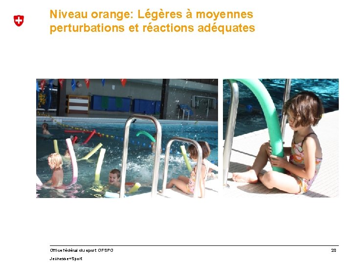 Niveau orange: Légères à moyennes perturbations et réactions adéquates Office fédéral du sport OFSPO