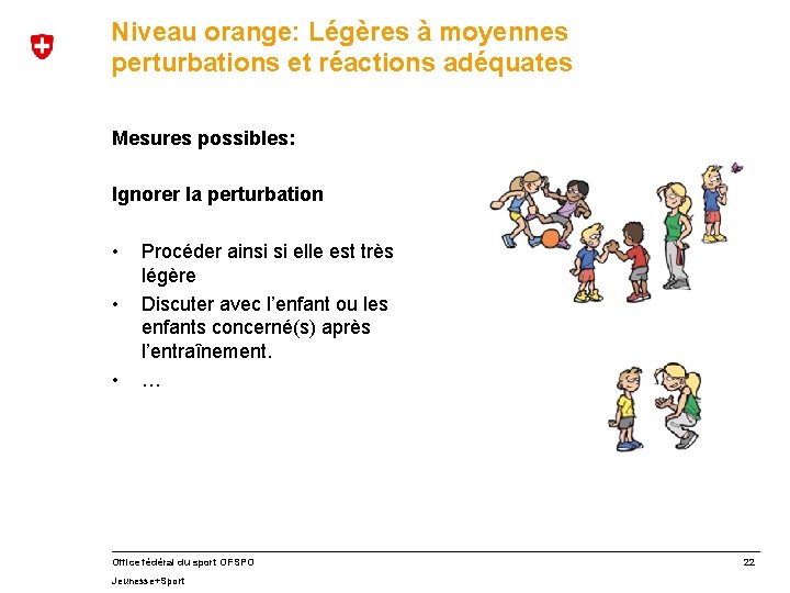 Niveau orange: Légères à moyennes perturbations et réactions adéquates Mesures possibles: Ignorer la perturbation