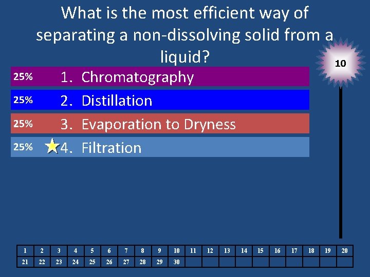 What is the most efficient way of separating a non-dissolving solid from a liquid?
