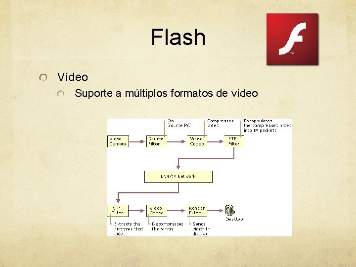 Flash Vídeo Suporte a múltiplos formatos de vídeo 