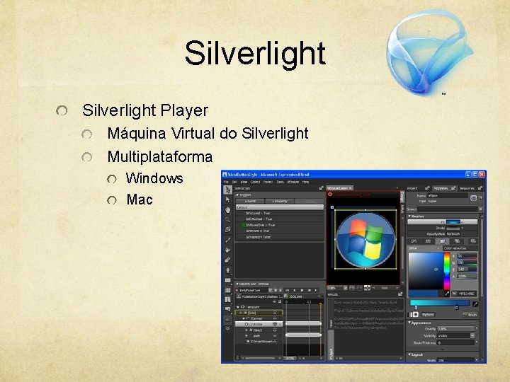 Silverlight Player Máquina Virtual do Silverlight Multiplataforma Windows Mac 