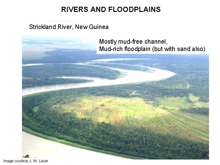 RIVERS AND FLOODPLAINS Strickland River, New Guinea Mostly mud-free channel, Mud-rich floodplain (but with