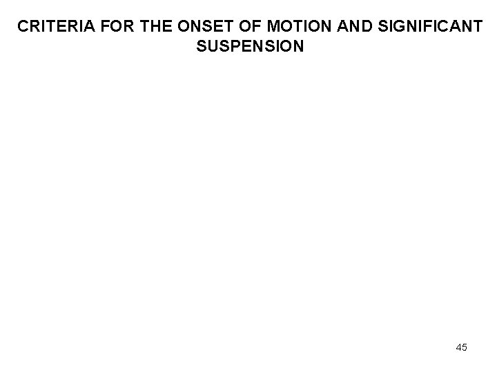 CRITERIA FOR THE ONSET OF MOTION AND SIGNIFICANT SUSPENSION 45 