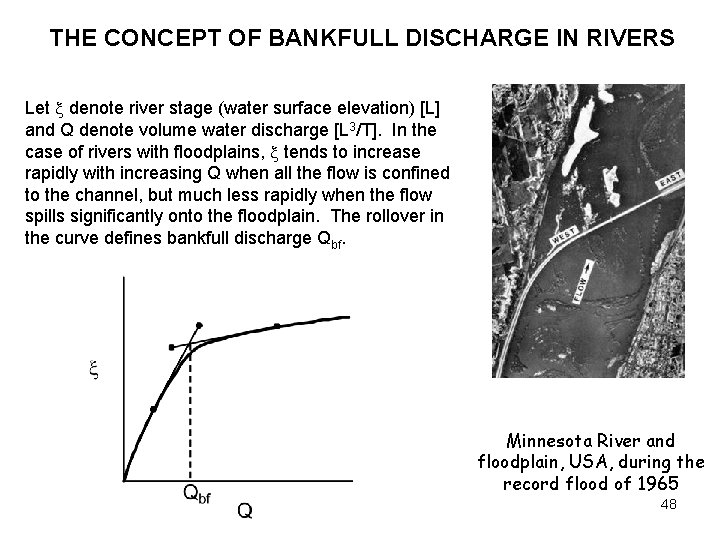 THE CONCEPT OF BANKFULL DISCHARGE IN RIVERS Let denote river stage (water surface elevation)