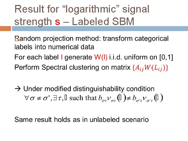 Result for “logarithmic” signal strength s – Labeled SBM 
