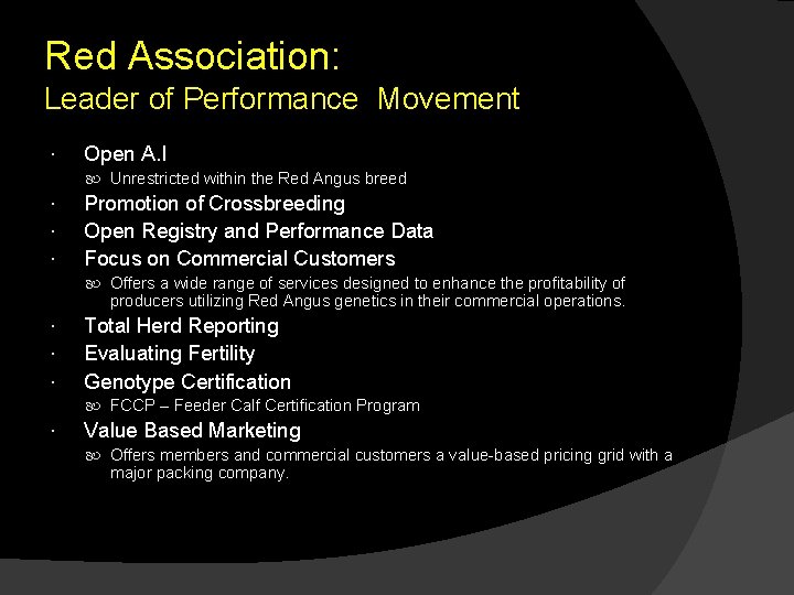 Red Association: Leader of Performance Movement Open A. I Unrestricted within the Red Angus
