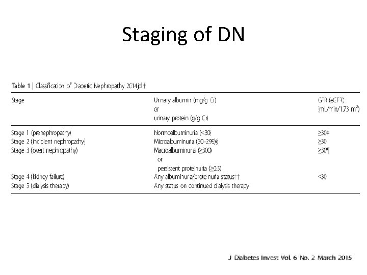 Staging of DN 