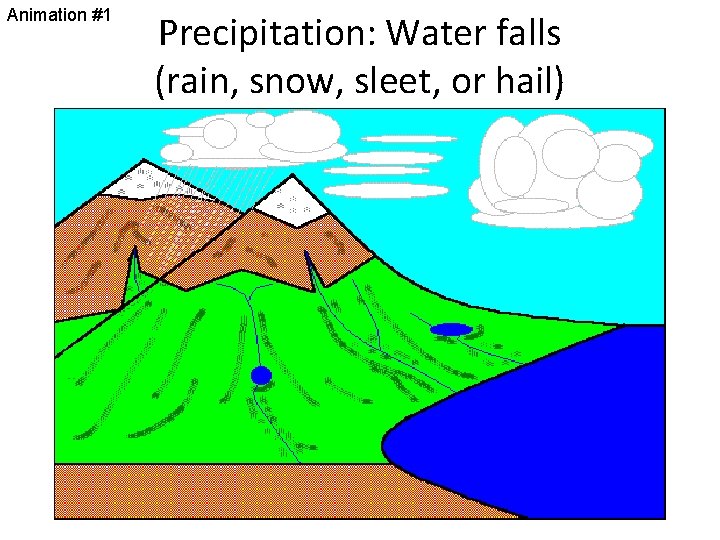 Animation #1 Precipitation: Water falls (rain, snow, sleet, or hail) 