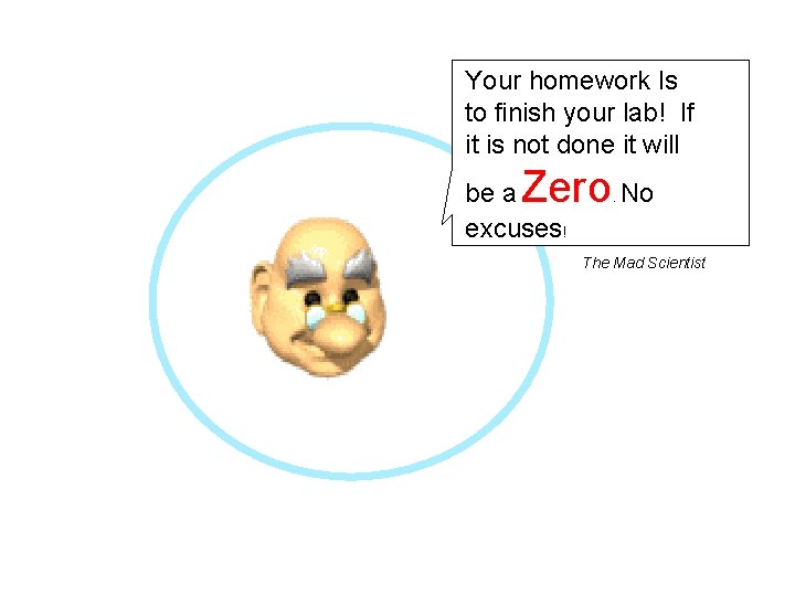 Your homework Is to finish your lab! If it is not done it will