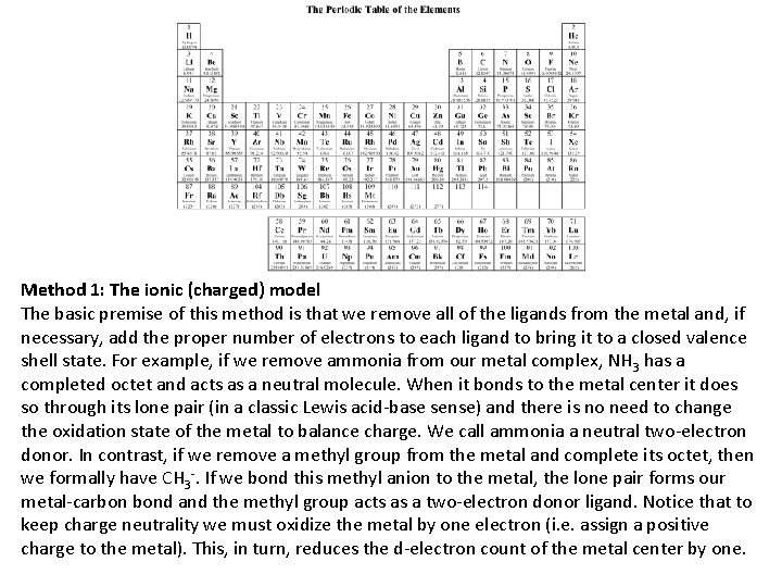 Method 1: The ionic (charged) model The basic premise of this method is that