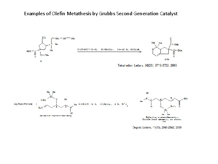 Examples of Olefin Metathesis by Grubbs Second Generation Catalyst 