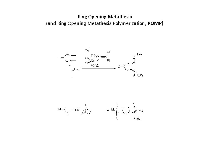Ring Opening Metathesis (and Ring Opening Metathesis Polymerization, ROMP) 