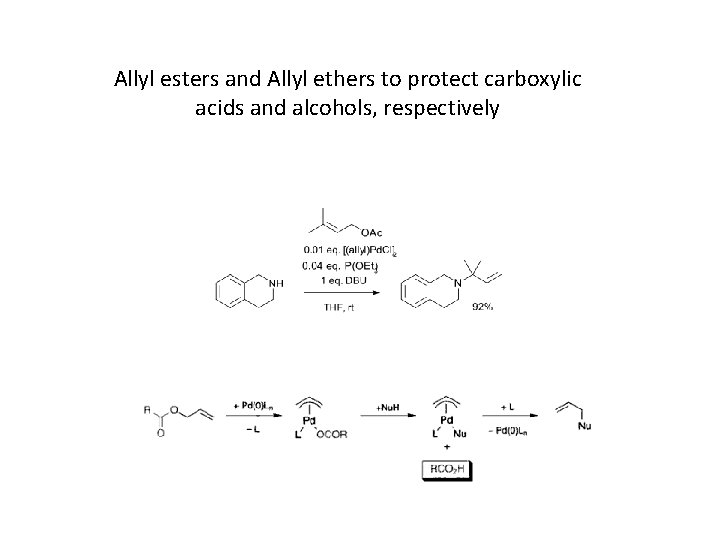 Allyl esters and Allyl ethers to protect carboxylic acids and alcohols, respectively 