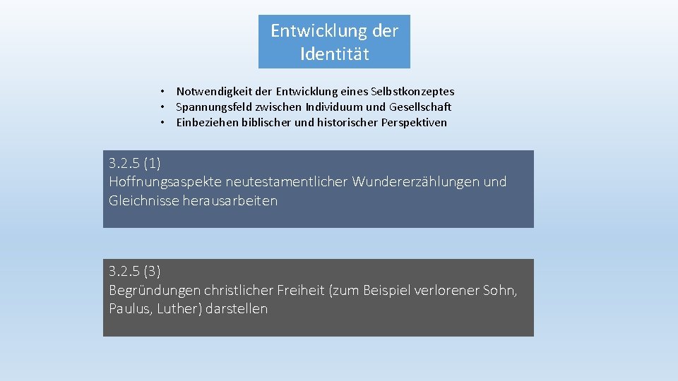 Entwicklung der Identität • Notwendigkeit der Entwicklung eines Selbstkonzeptes • Spannungsfeld zwischen Individuum und