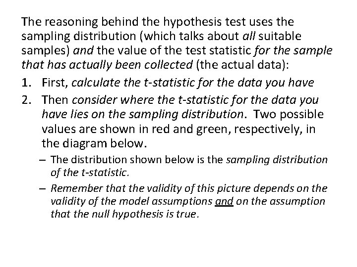 The reasoning behind the hypothesis test uses the sampling distribution (which talks about all