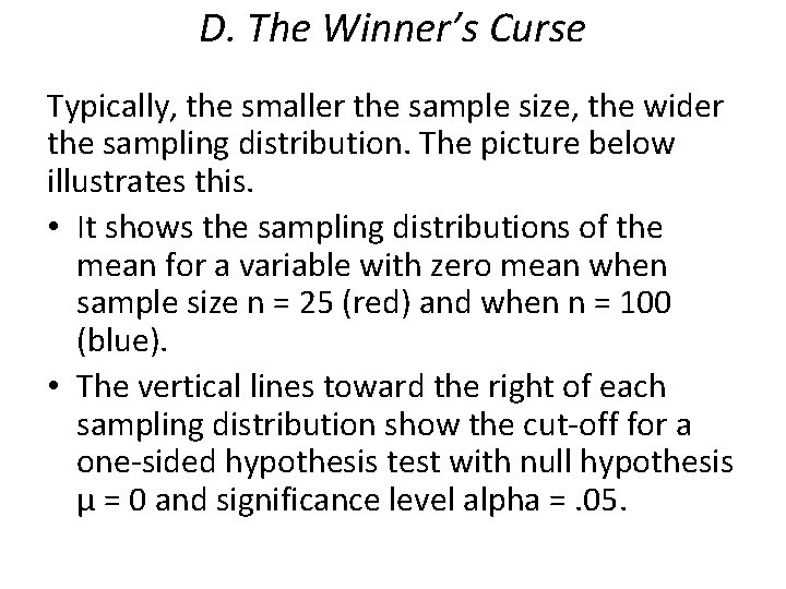 D. The Winner’s Curse Typically, the smaller the sample size, the wider the sampling