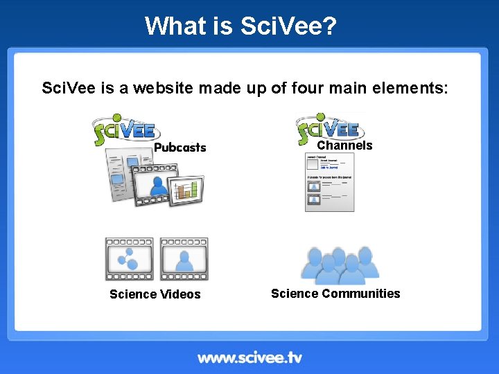 What is Sci. Vee? Sci. Vee is a website made up of four main