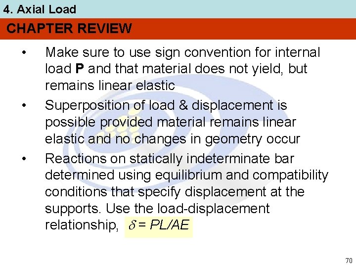 4. Axial Load CHAPTER REVIEW • • • Make sure to use sign convention
