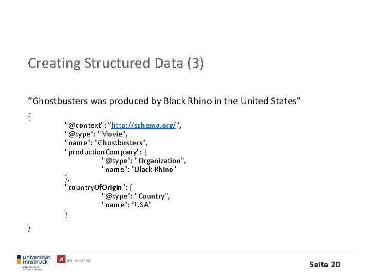 Creating Structured Data (3) “Ghostbusters was produced by Black Rhino in the United States”