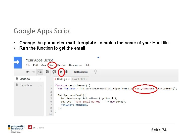 Google Apps Script • Change the parameter mail_template to match the name of your