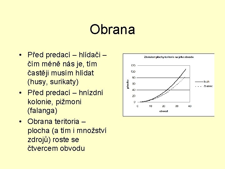 Obrana • Před predací – hlídači – čím méně nás je, tím častěji musím