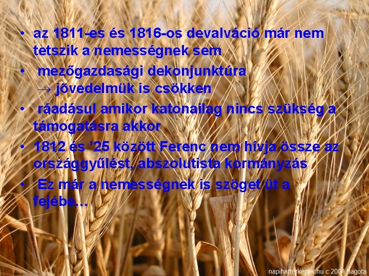  • az 1811 -es és 1816 -os devalváció már nem tetszik a nemességnek