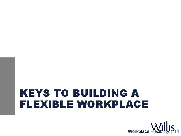 KEYS TO BUILDING A FLEXIBLE WORKPLACE Workplace Flexibility | 14 