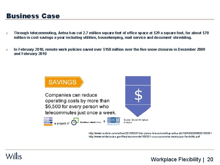 Business Case ■ Through telecommuting, Aetna has cut 2. 7 million square feet of